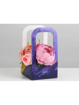 Коробка-переноска для цветов «С любовью», 12 × 12 × 22 см