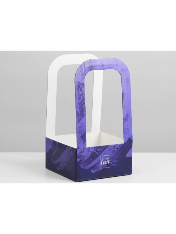 Коробка-переноска для цветов «С любовью», 12 × 12 × 22 см