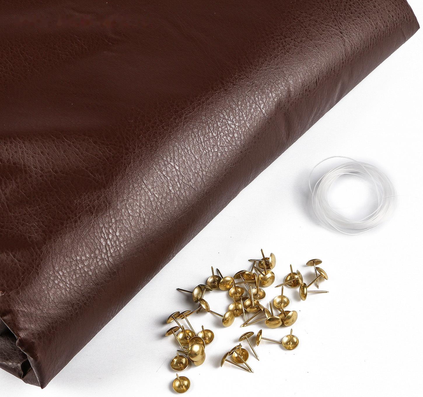 Комплект для обивки дверей 110 × 205 см: иск.кожа, поролон 5 мм, гвозди, струна, коричневый, «Рулон»