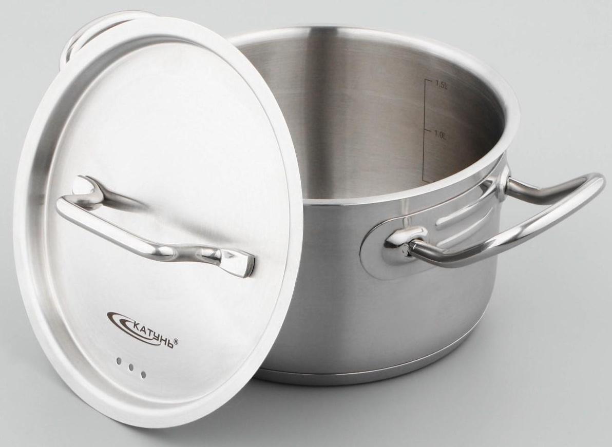 Кастрюля «Общепит», 2 л, d=16 см, h=10 см, металлическая крышка, с теплораспределительным слоем