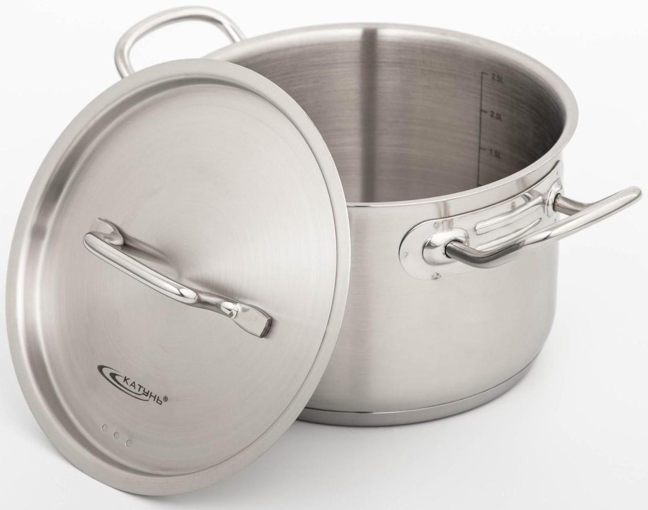 Кастрюля «Общепит», 3 л, d=18 см, h=12 см, металлическая крышка, с теплораспределительным слоем