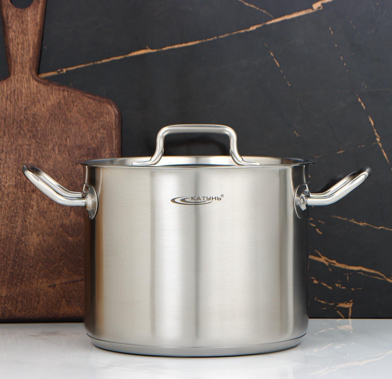 Кастрюля «Общепит», 5 л, d=20 см, h=16 см, металлическая крышка, с теплораспределительным слоем