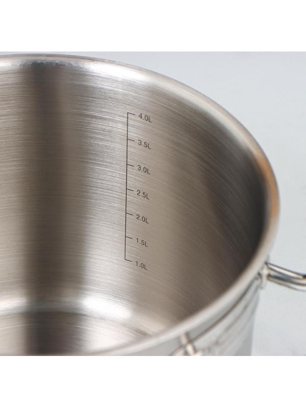 Кастрюля «Общепит», 5 л, d=20 см, h=16 см, металлическая крышка, с теплораспределительным слоем