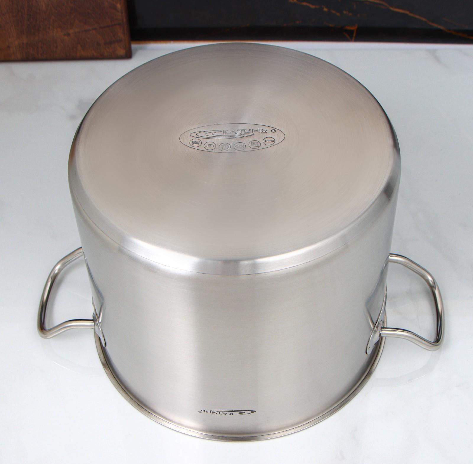 Кастрюля «Общепит», 9 л, d=24 см, h=20 см, металлическая крышка, с теплораспределительным слоем