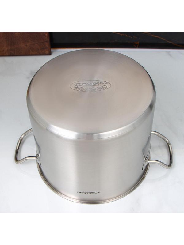 Кастрюля «Общепит», 9 л, d=24 см, h=20 см, металлическая крышка, с теплораспределительным слоем