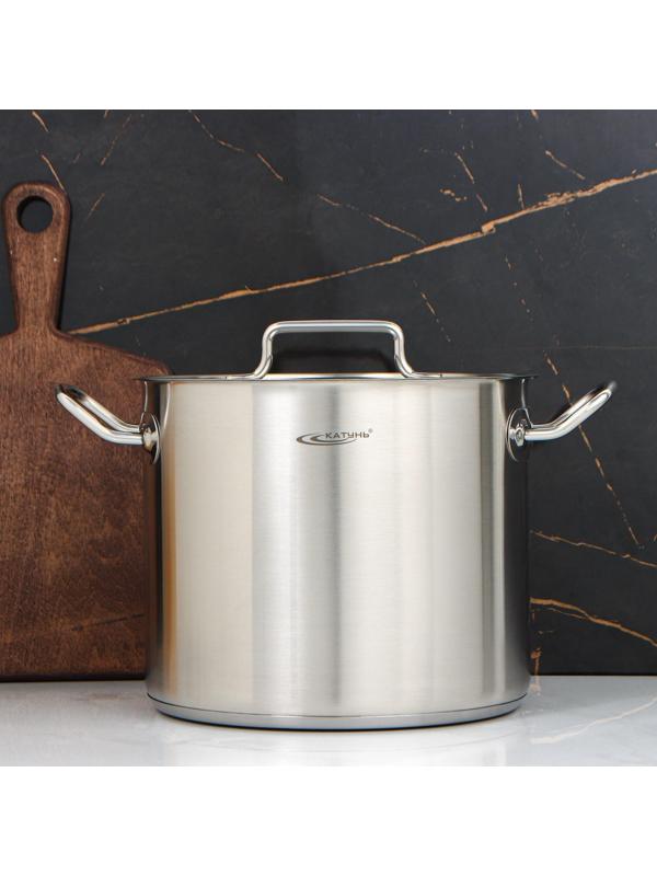 Кастрюля «Общепит», 9 л, d=24 см, h=20 см, металлическая крышка, с теплораспределительным слоем