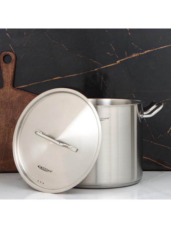 Кастрюля «Общепит», 9 л, d=24 см, h=20 см, металлическая крышка, с теплораспределительным слоем