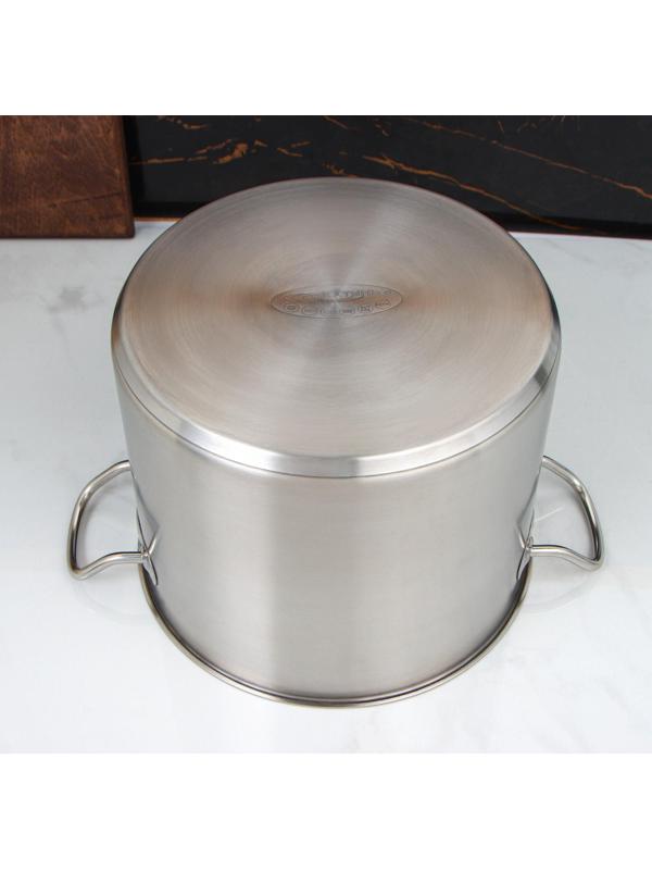 Кастрюля «Общепит», 11 л, d=26 см, h=21 см, металлическая крышка, с теплораспределительным слоем