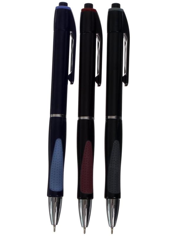 Ручка шариковая, автоматическая Vinson 0.5 мм, с резиновым держателем, стержень масляный синий, МИКС