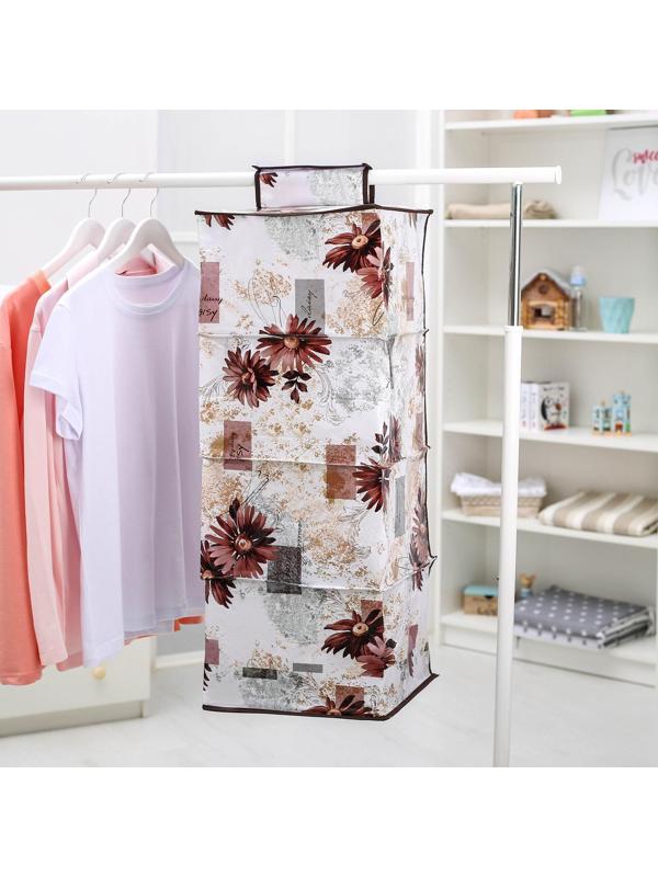 Кофр подвесной Доляна «Астра», 4 отделения, 30×30×80 см, цвет коричневый