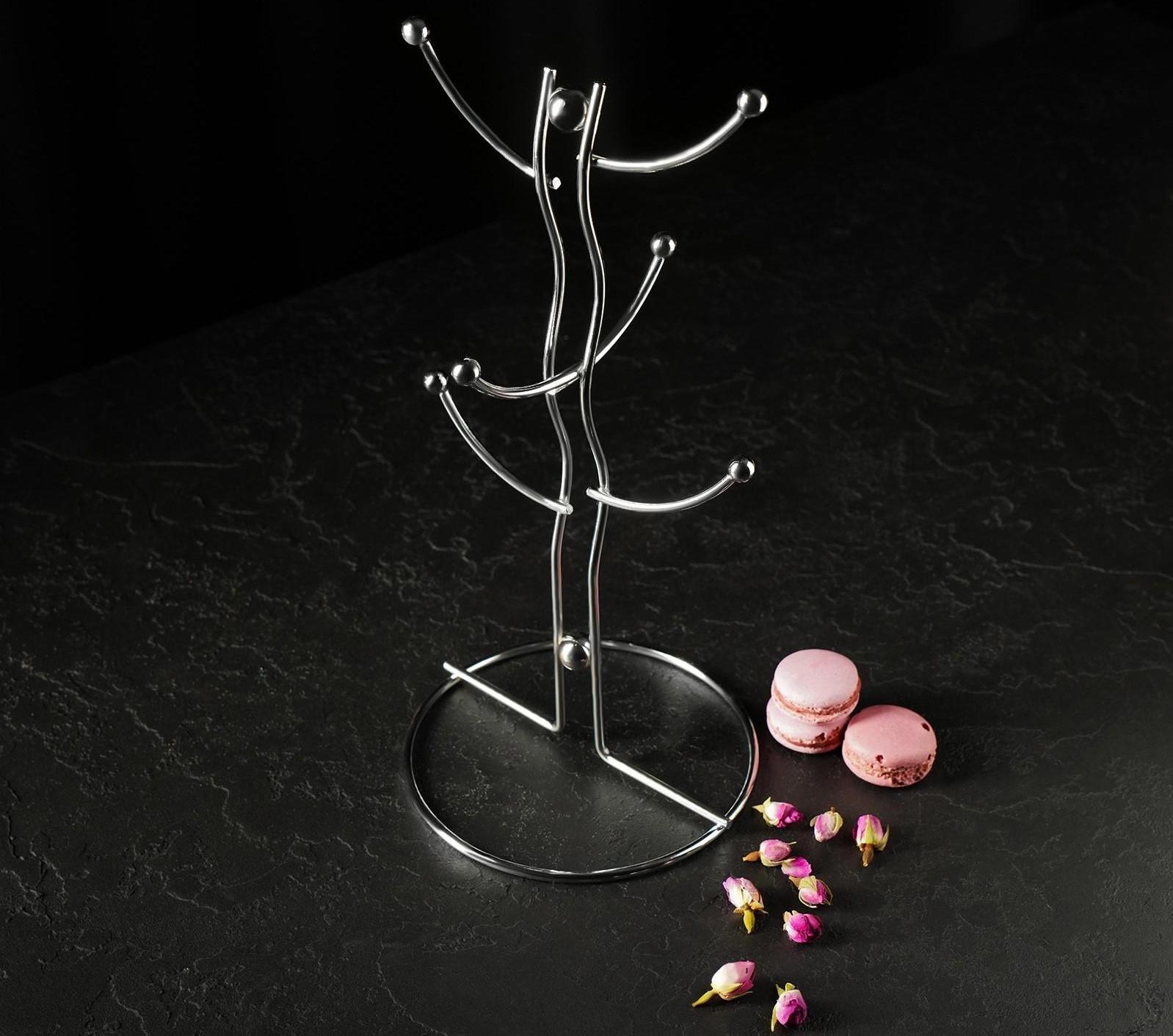 Подставка для кружек на 6 предметов Доляна, 16×16×32 см, цвет хром