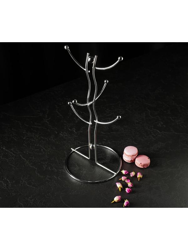 Подставка для кружек на 6 предметов Доляна, 16×16×32 см, цвет хром