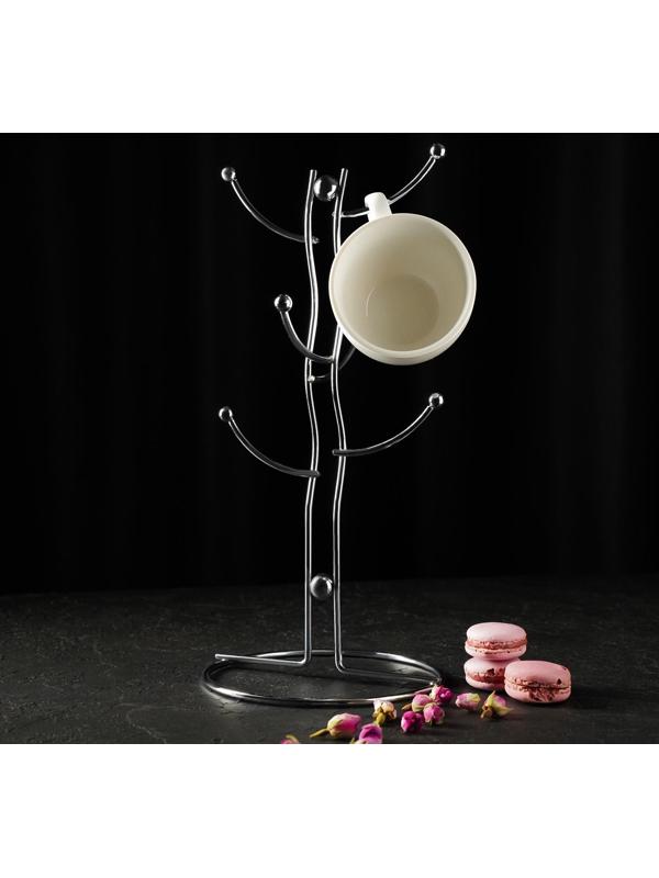 Подставка для кружек на 6 предметов Доляна, 16×16×32 см, цвет хром