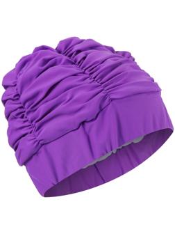 Шапочка для плавания объёмная с подкладом, лайкра, цвет фиолетовый