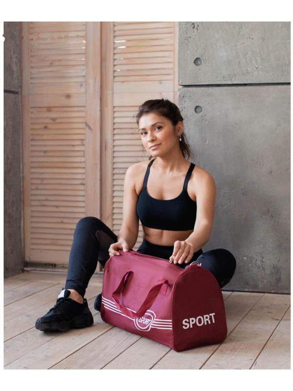 Сумка спортивная, отдел на молнии, длинный ремень, цвет бордовый