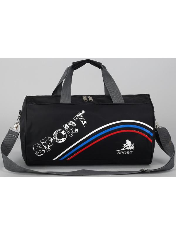 Сумка спортивная на молнии, длинный ремень, цвет чёрный