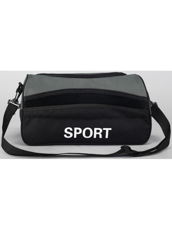 Сумка спортивная на молнии, наружный карман, длинный ремень, цвет чёрный