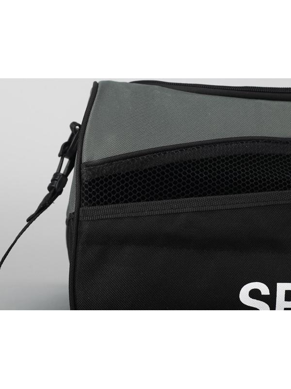 Сумка спортивная на молнии, наружный карман, длинный ремень, цвет чёрный