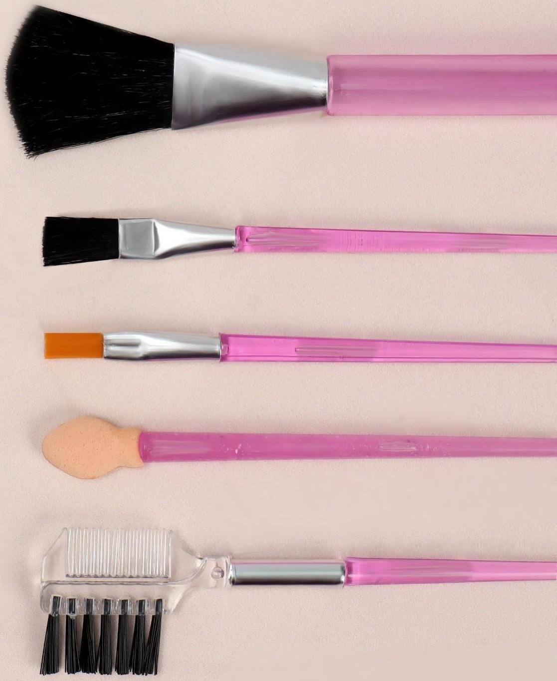 Набор кистей для макияжа, 5 предметов, цвет МИКС
