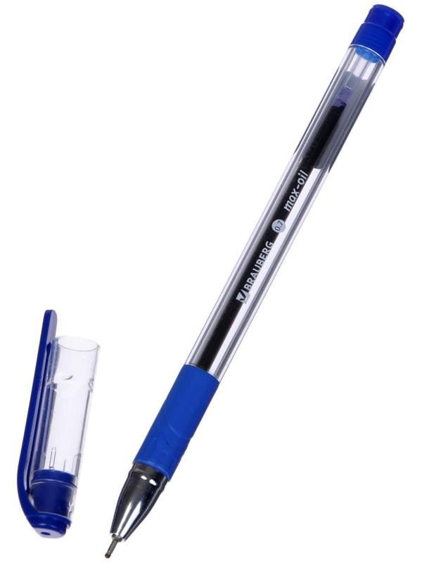 Ручка шариковая 0.7 мм, BRAUBERG Max-oil, с резиновым упором, чернила синие, масляная основа