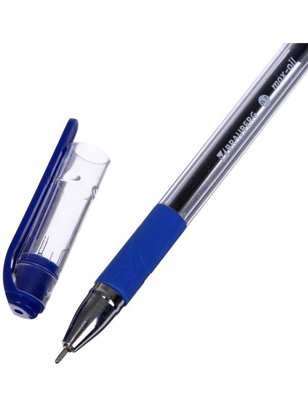 Ручка шариковая 0.7 мм, BRAUBERG Max-oil, с резиновым упором, чернила синие, масляная основа