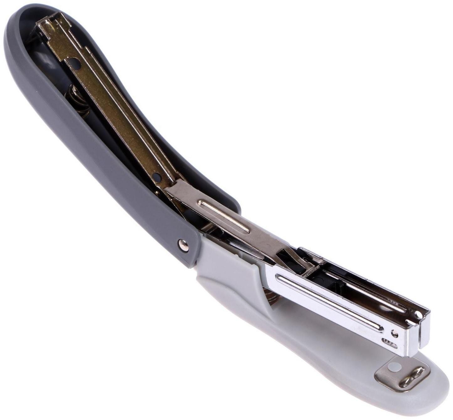 Степлер № 10, до 12 листов, BRAUBERG Einkommen, пластиковый корпус, встроенный антиСтеплер, серый