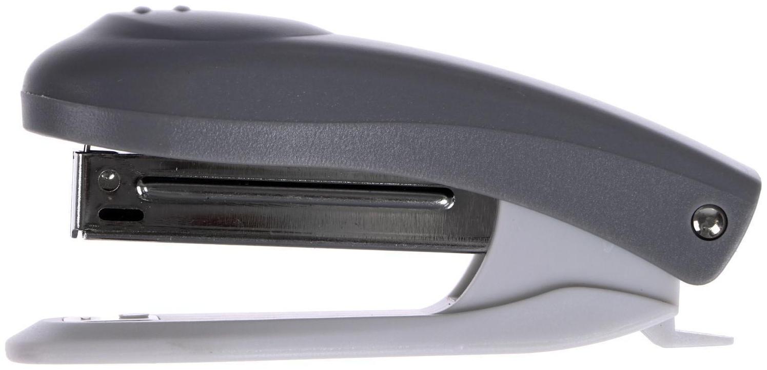 Степлер № 10, до 12 листов, BRAUBERG Einkommen, пластиковый корпус, встроенный антиСтеплер, серый