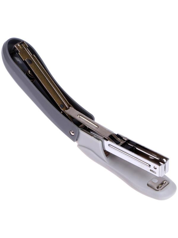 Степлер № 10, до 12 листов, BRAUBERG Einkommen, пластиковый корпус, встроенный антиСтеплер, серый