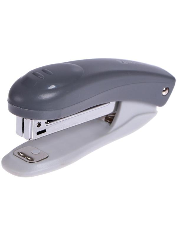 Степлер № 10, до 12 листов, BRAUBERG Einkommen, пластиковый корпус, встроенный антиСтеплер, серый