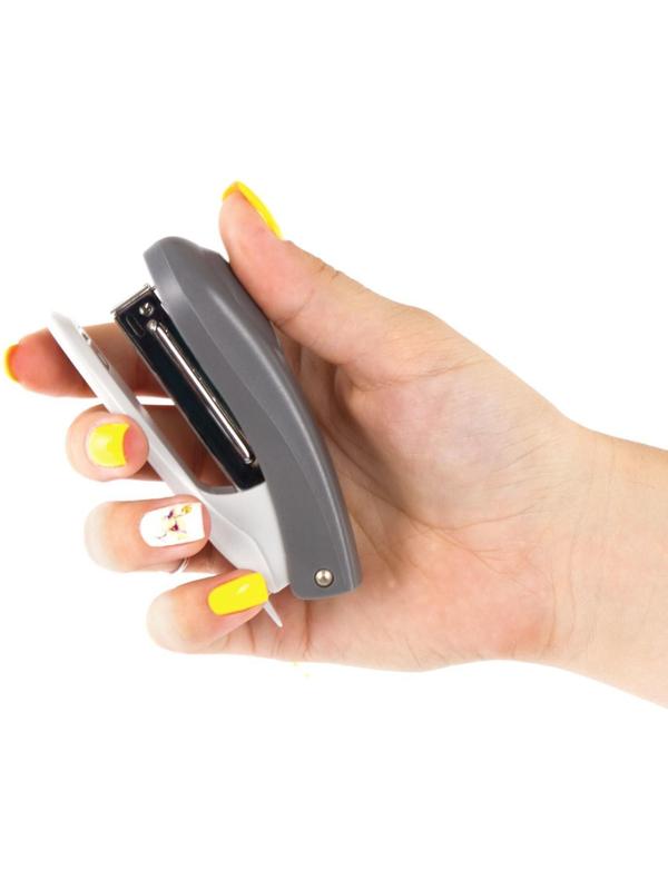 Степлер № 10, до 12 листов, BRAUBERG Einkommen, пластиковый корпус, встроенный антиСтеплер, серый