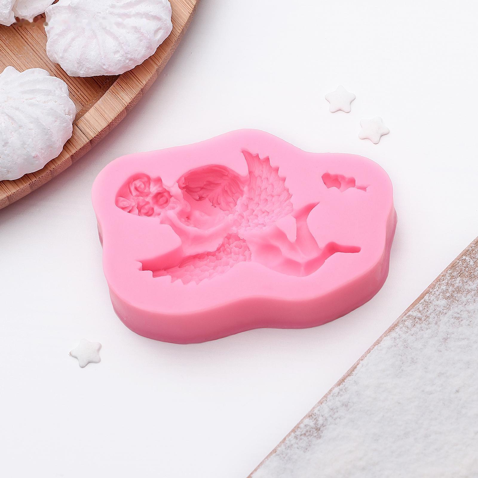 Молд силиконовый «Ангел с букетом», 9,3×6×1,9 см, цвет МИКС