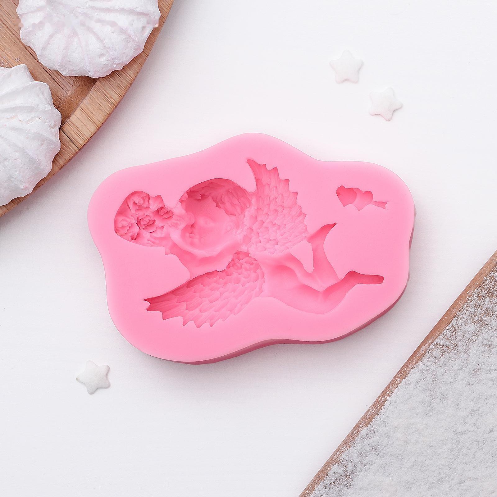 Молд силиконовый «Ангел с букетом», 9,3×6×1,9 см, цвет МИКС