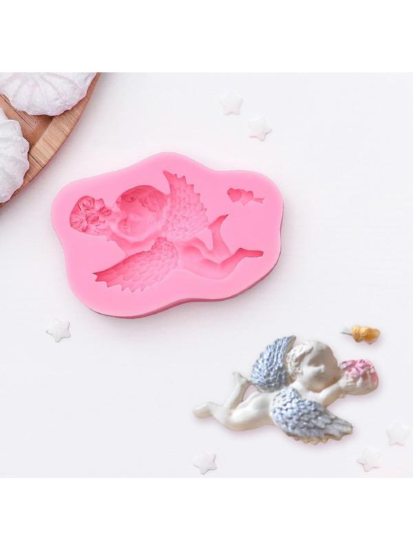 Молд силиконовый «Ангел с букетом», 9,3×6×1,9 см, цвет МИКС