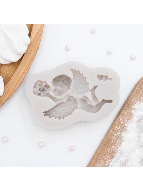 Молд силиконовый «Ангел с букетом», 9,3×6×1,9 см, цвет МИКС