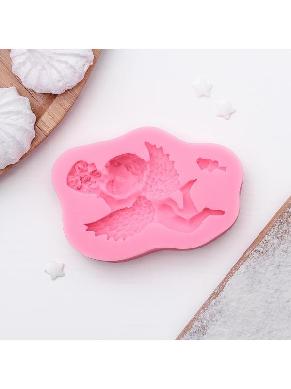 Молд силиконовый «Ангел с букетом», 9,3×6×1,9 см, цвет МИКС