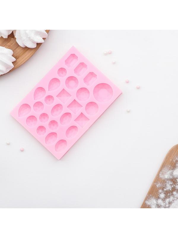 Молд «Драгоценные камни», 13,4×9,8 см, цвет розовый