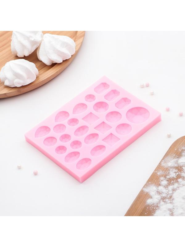 Молд «Драгоценные камни», 13,4×9,8 см, цвет розовый