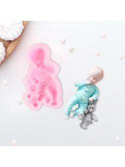 Молд силиконовый «Мальчик и зайчик», 9,1×5,4×2,1 см