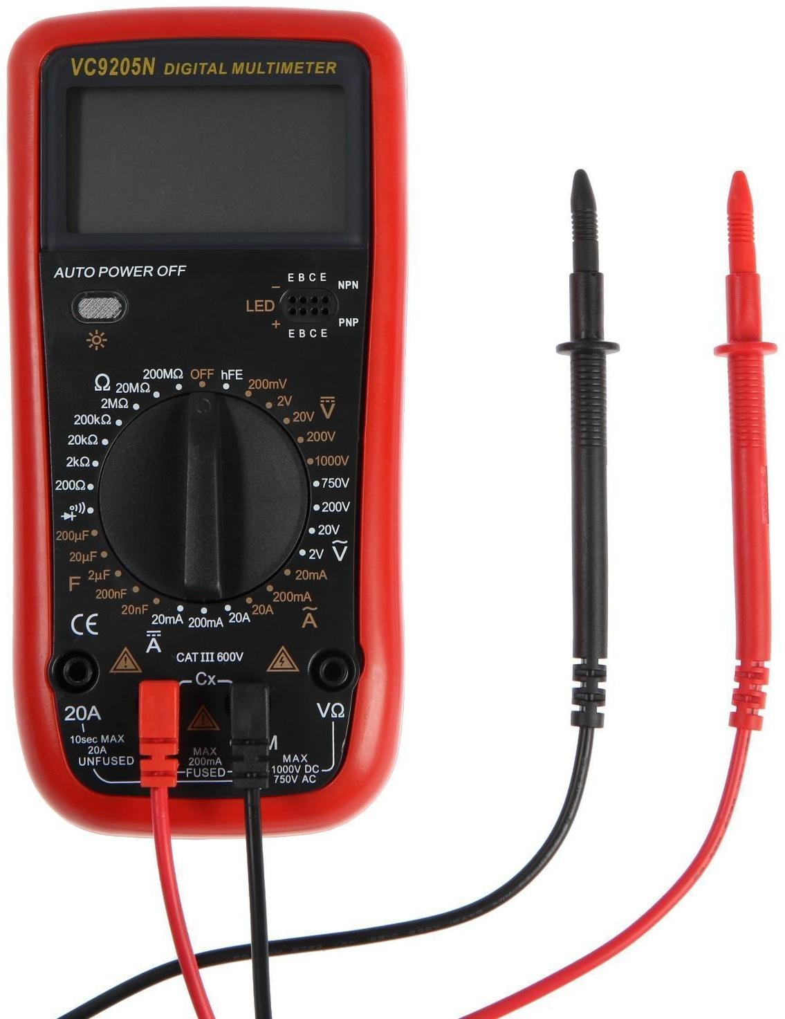 Мультиметр ТУНДРА, VC9205N, ACV/DCV, ACA/DCA, 200-200MΩ, 20nF-200mF, прозвон