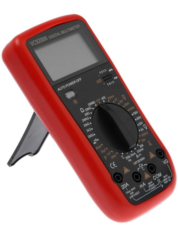 Мультиметр ТУНДРА, VC9208N, ACV/DCV, ACA/DCA, 200-200MΩ, 200nF-200mF, -20-1000°C, 200 kHz
