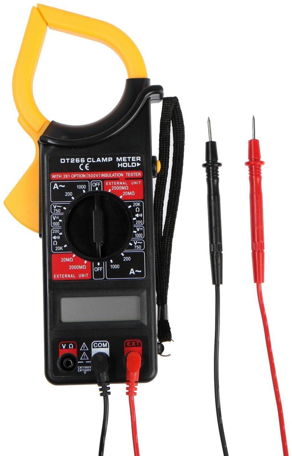 Токовые клещи ТУНДРА, DT-266, ACV/DCV, ACA, 200-20KΩ, изоляции 20-2000MΩ, прозвон