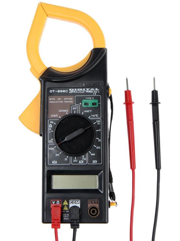 Токовые клещи ТУНДРА, 266C, ACV/DCV, ACA, 200-2МΩ, изоляции 20-2000MΩ, 0-750°C