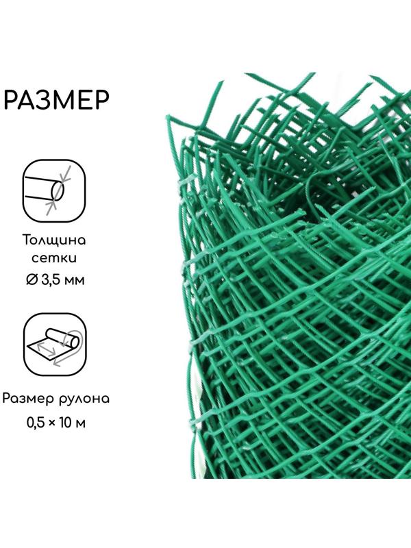 Сетка садовая 0.5 × 10 м, ячейка 40 × 40 мм, зелёная, Greengo