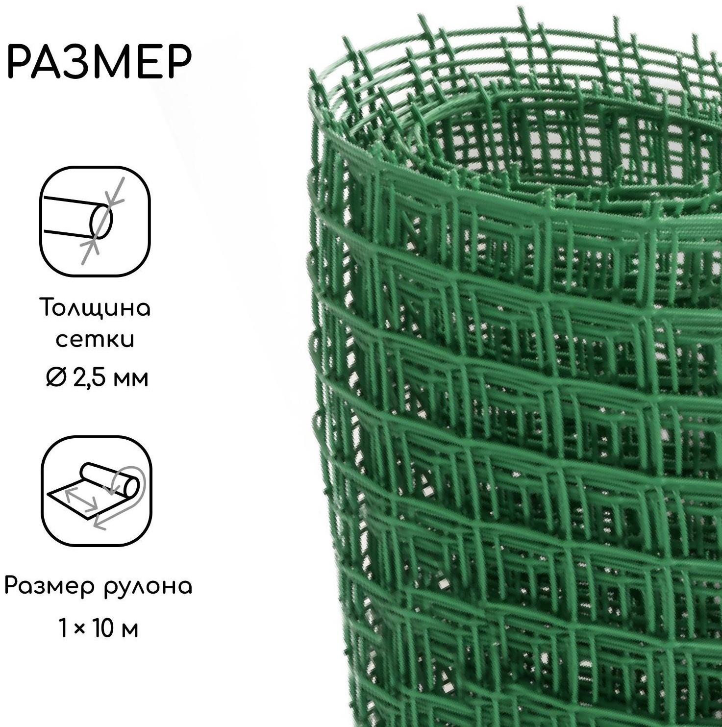 Сетка садовая, 1 × 10 м, ячейка 50 × 50 мм, зелёная, Greengo