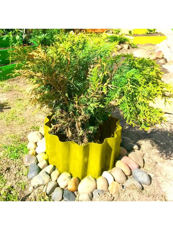 Ограждение для клумбы, 110 × 24 см, жёлтое, «Волна»