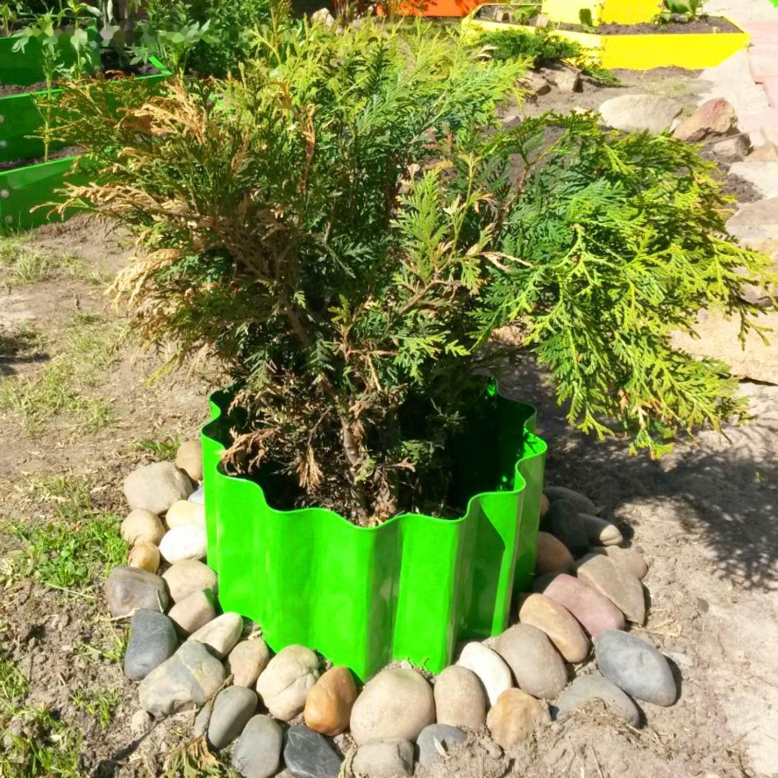 Ограждение для клумбы, 110 × 24 см, зелёное, «Волна»