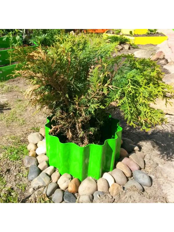 Ограждение для клумбы, 110 × 24 см, зелёное, «Волна»