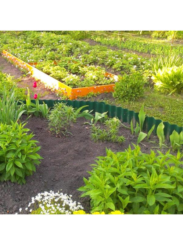 Ограждение для клумбы, 110 × 24 см, зелёное, «Волна»