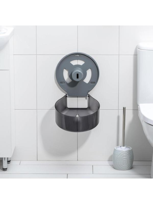 Диспенсер туалетной бумаги, 28×27,5×12 см, втулка 6,5 см, пластик, цвет чёрный