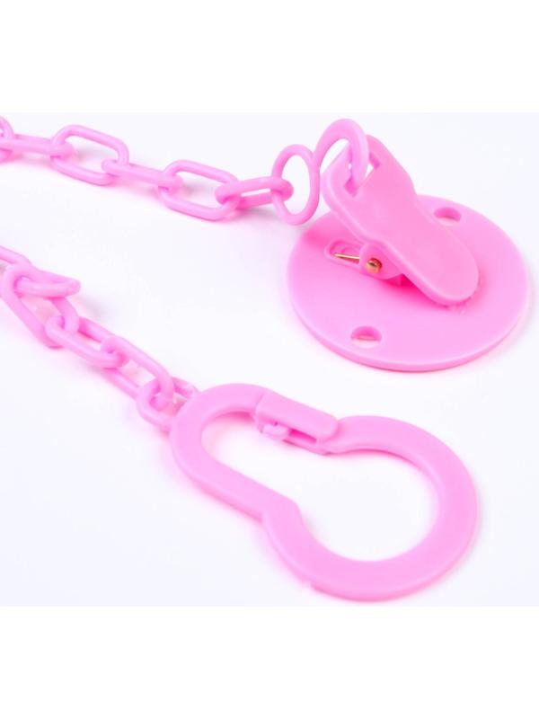 Держатель для пустышки , «Маленькая леди», на цепочке, цвет розовый